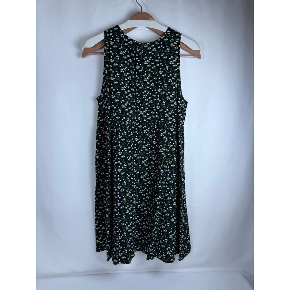 Women's Old Navy Black White Green Floral Mini Dress Size L $5 w/$25 purchase - Picture 5 of 9